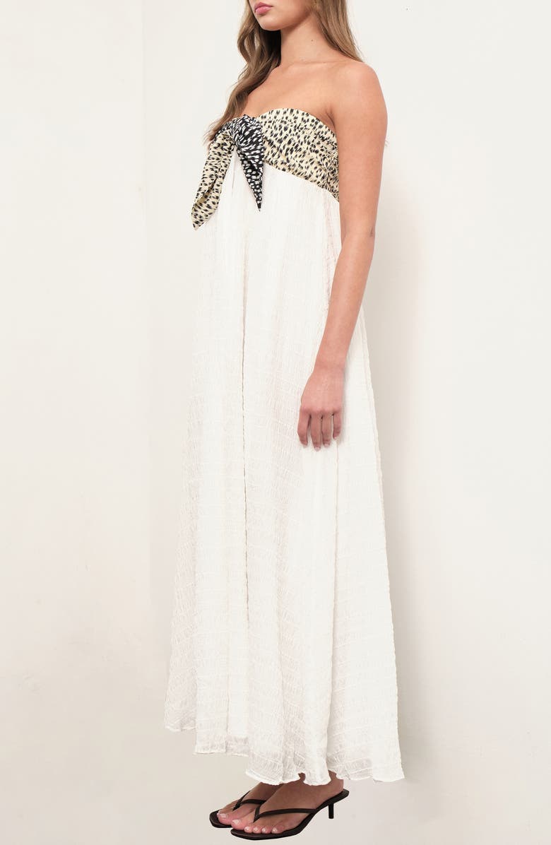 MAUDE CLUB Eloise Front Tie Strapless Maxi Dress, Alternate, color, Jagged Print Combo