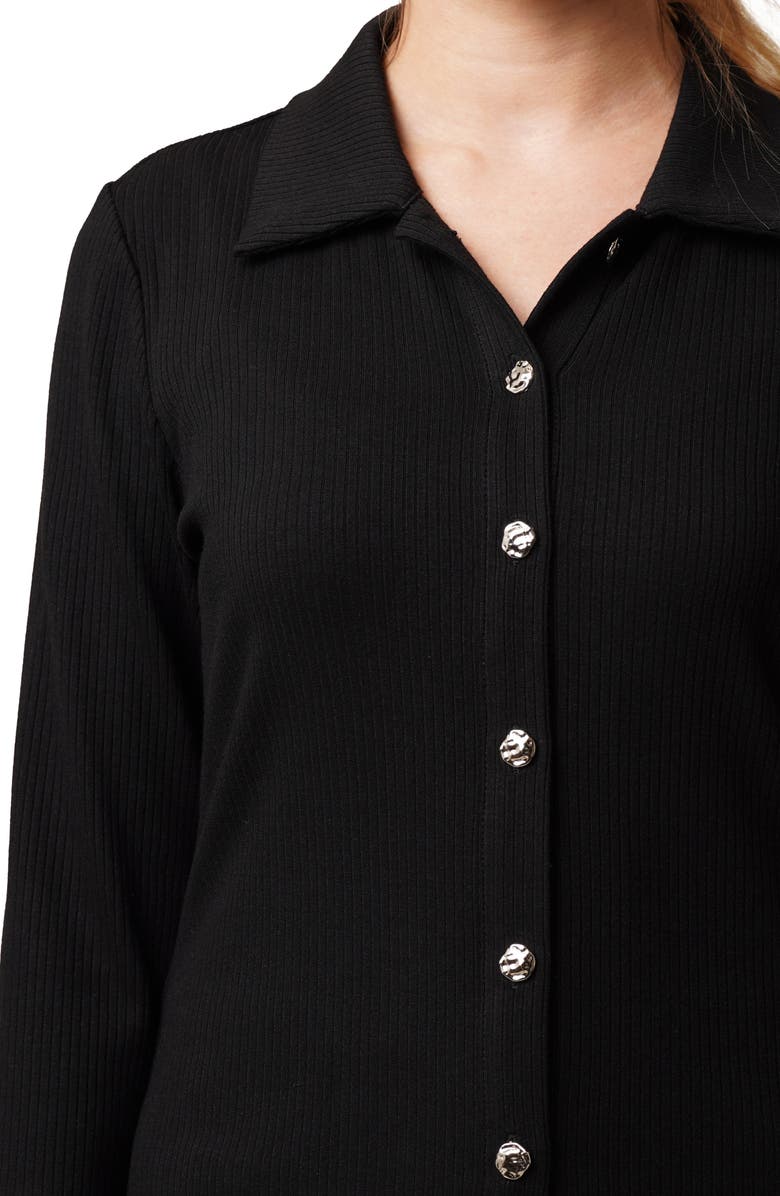 CYRUS Buttoned Ribbed Knit Top, Alternate, color, Black