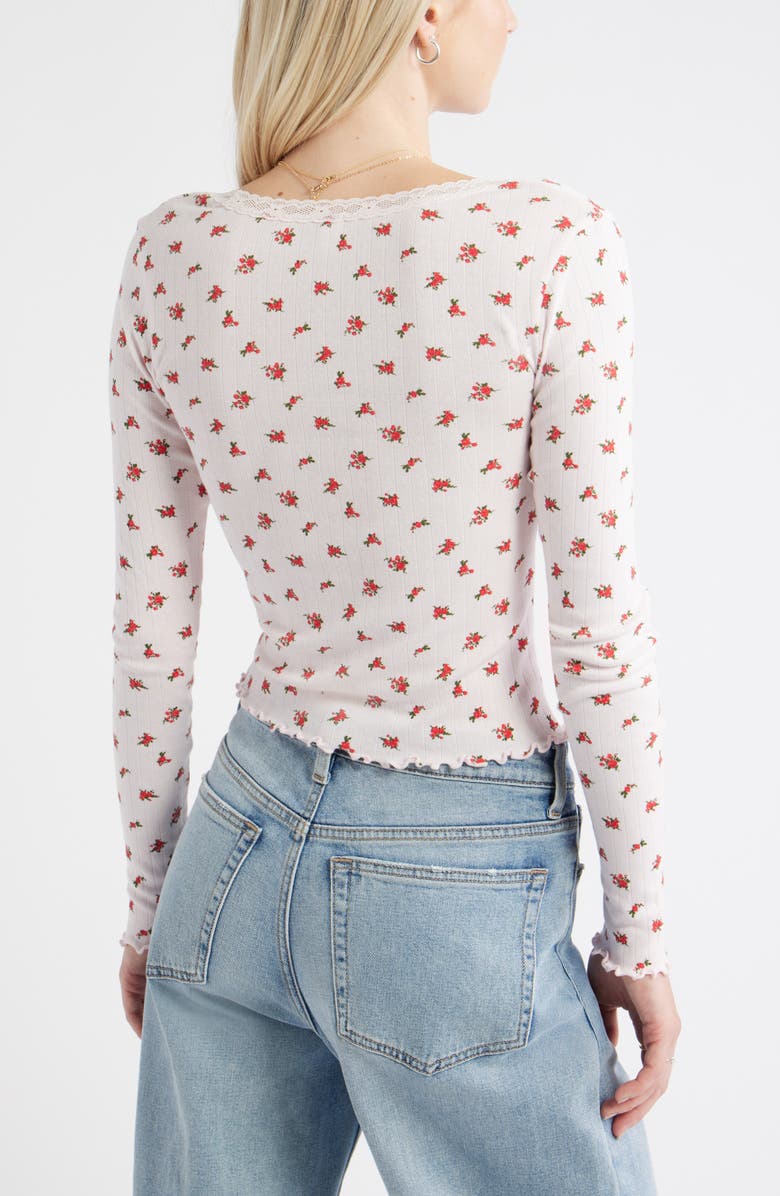 BP. Pointelle Long Sleeve T-Shirt, Alternate, color, Pink P- Red Bella Rose