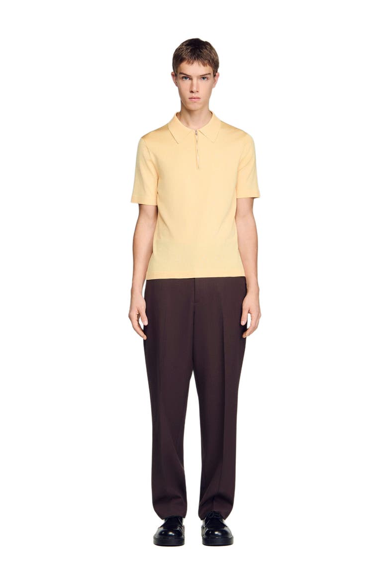 Knitted polo with zip collar, Alternate, color, Light yellow