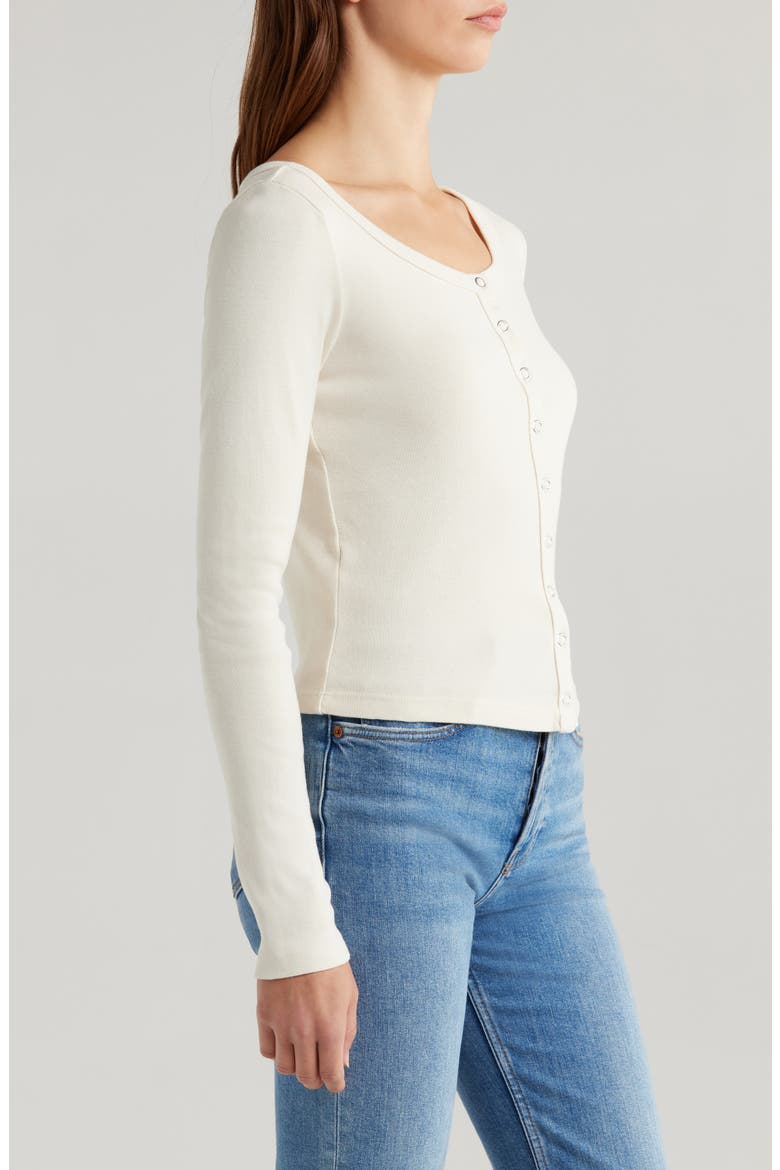 Scoop Neck Cotton Cardigan, Alternate, color, VINTAGE WHITE