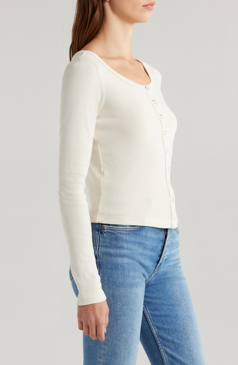 Re/Done Scoop Neck Cotton Cardigan, Alternate, color, Vintage White