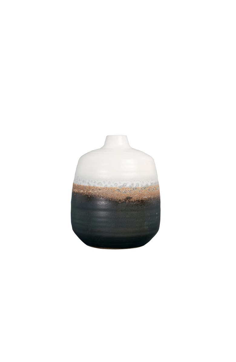 Storied Home Ombré Ceramic Vase with Reactive Glaze, Black and White, Main, color, Brown