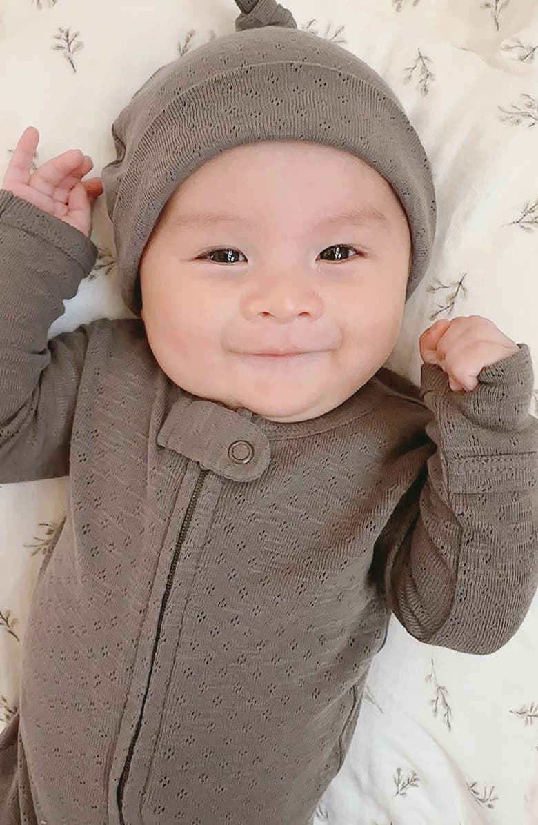 L'ovedbaby Organic Cotton Pointelle Zip Footie, Alternate, color, 