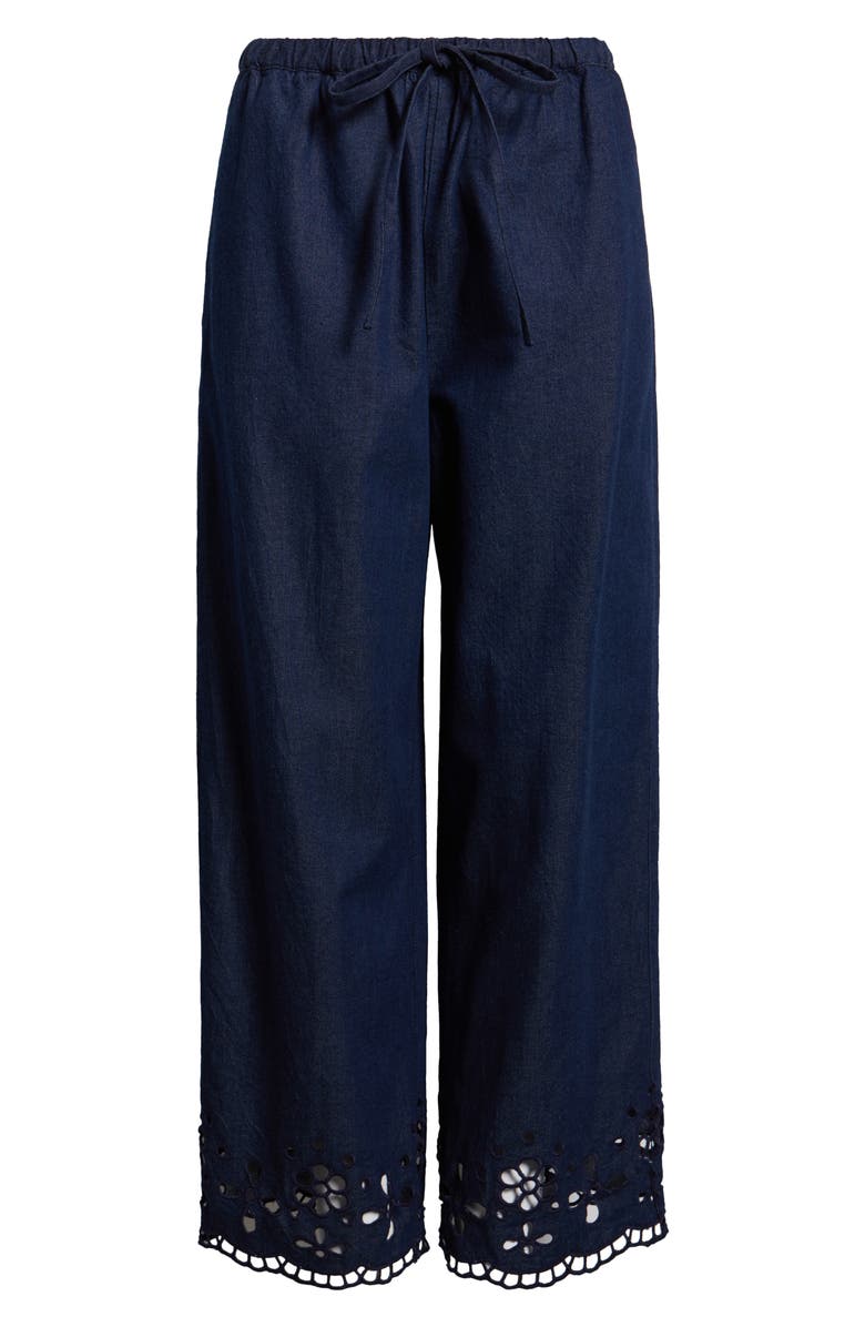 Madewell Eyelet Denim Pull-On Pants, Main, color, Marfield Wash