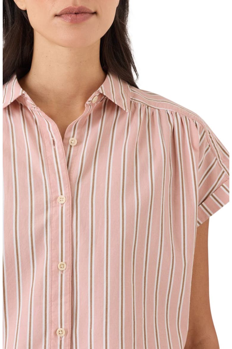 Organic Cotton All Day Poplin Shirred Shirt, Alternate, color, Berkley Stripe Blush