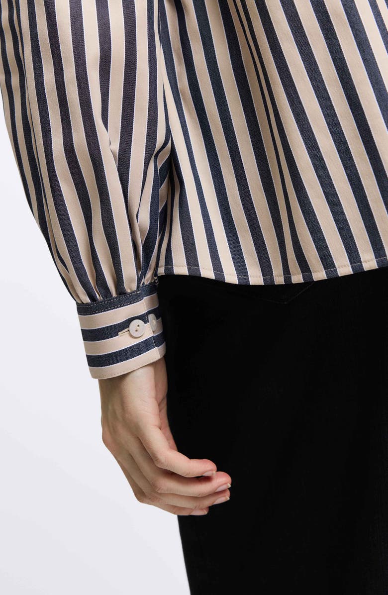 Foxcroft Daphne Stripe Stretch Cotton Blend Button-Up Shirt, Alternate, color, 