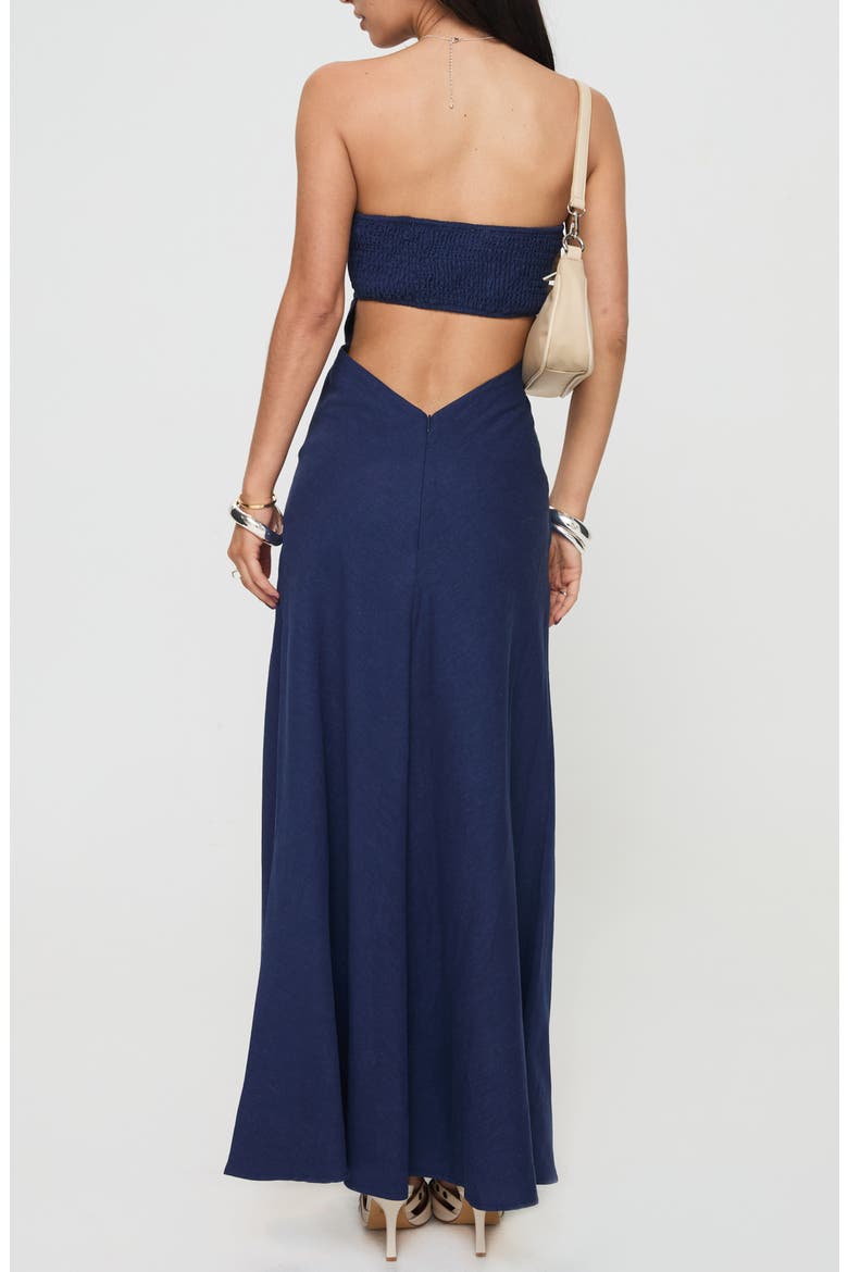 Yahir Strapless Linen Blend Maxi Dress, Alternate, color, NAVY