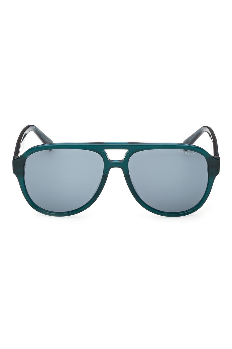 Pilot Sunglasses, Main, color, SHINY DARK GREEN / GREEN
