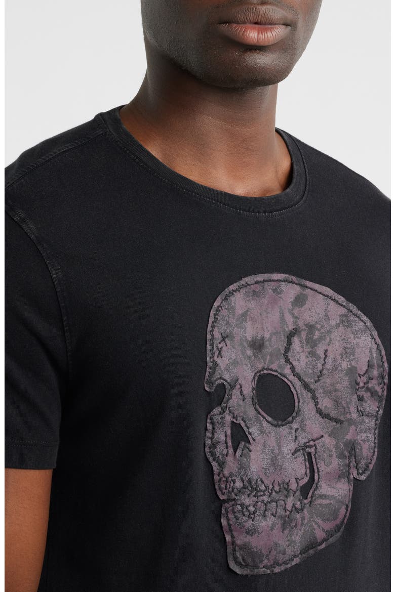Skull Appliqué Organic Cotton T-Shirt, Alternate, color, BLACK