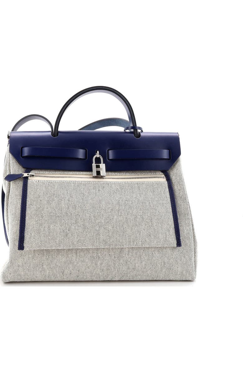 Pre-Owned Hermes Herbag Zip Relief Brides de Gala Toile and Leather 31, Alternate, color, Bleu Saphir