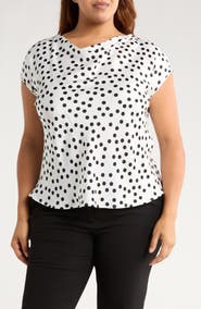 Renee C Cowl Neck Cap Sleeve Satin Top