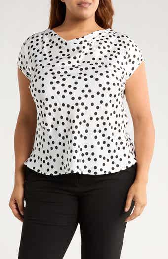Cowl Neck Cap Sleeve Satin Top