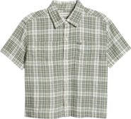 abercrombie kids Kids' Y2K Plaid Short Sleeve Cotton Blend Button-Up Shirt
