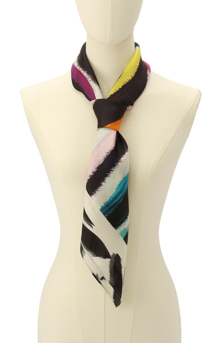 Kurt Geiger London Rainbow Zebra Silk Square Scarf, Alternate, color, White/ Rainbow
