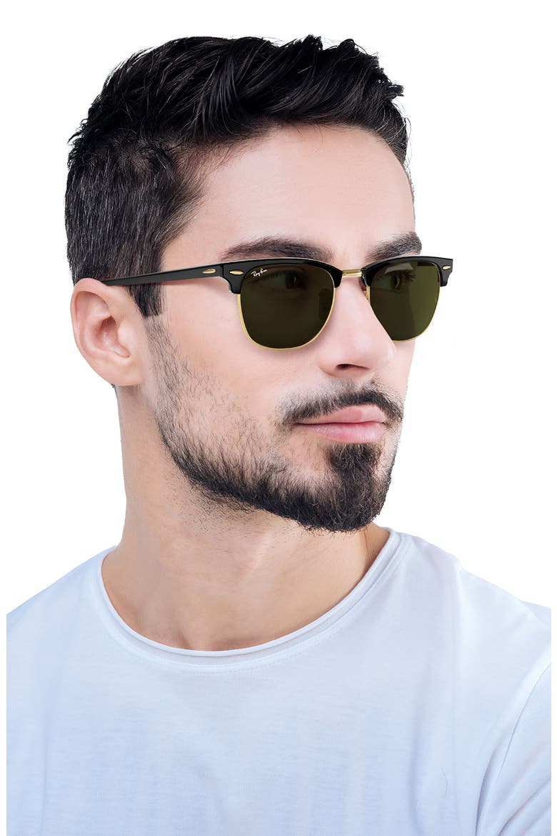 Clubmaster 51mm Square Sunglasses, Alternate, color, BLACK