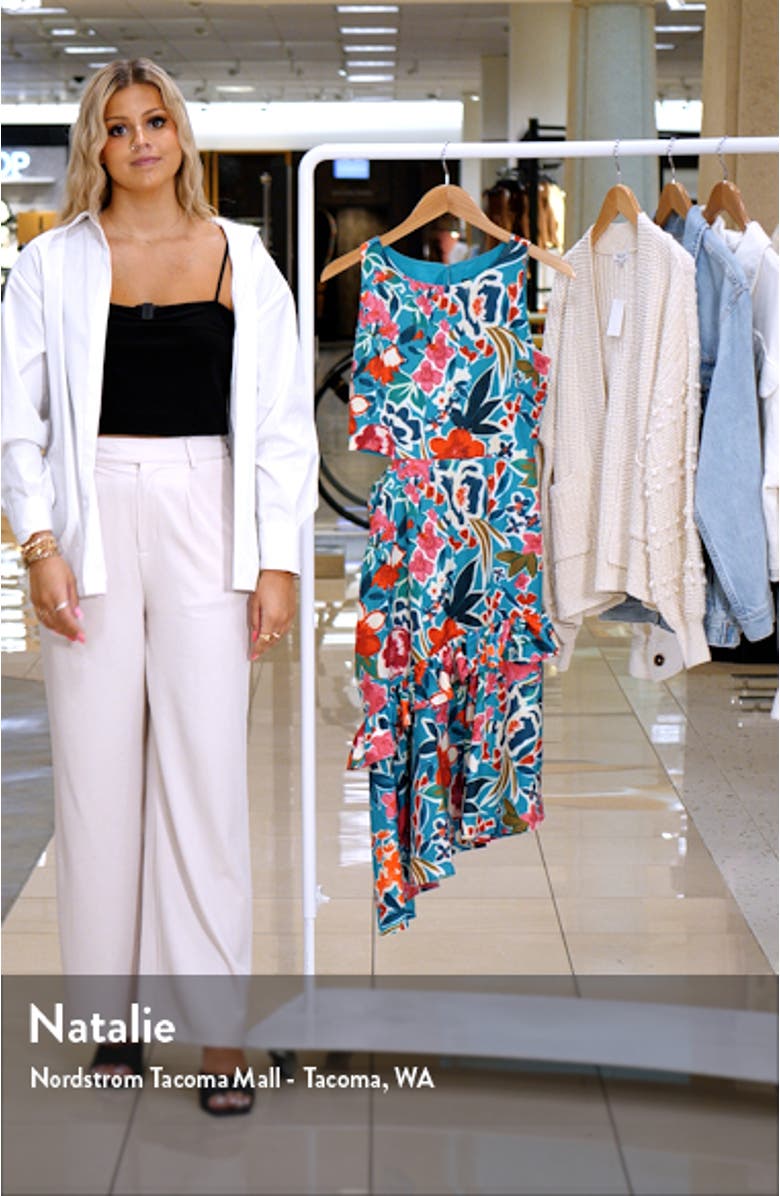 Tropical Ruffle Cutout Midi Dress, sales video thumbnail