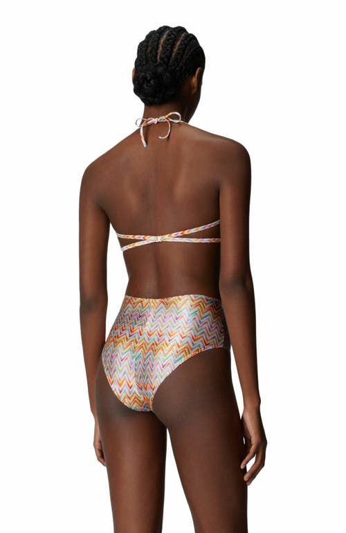 Missoni Bikini With High-waisted Bottoms And Zig Zag Pattern In Multicoloured
