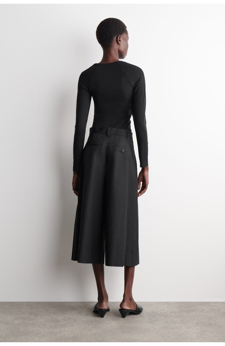 COS Pleated Cotton Pants, Alternate, color, Black