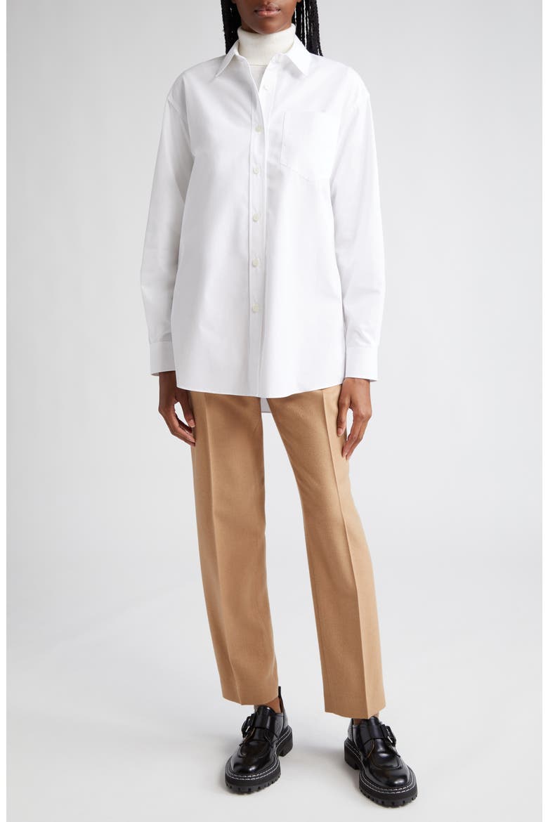 Oversize Organic Cotton Poplin Boyfriend Shirt, Alternate, color, WHITE