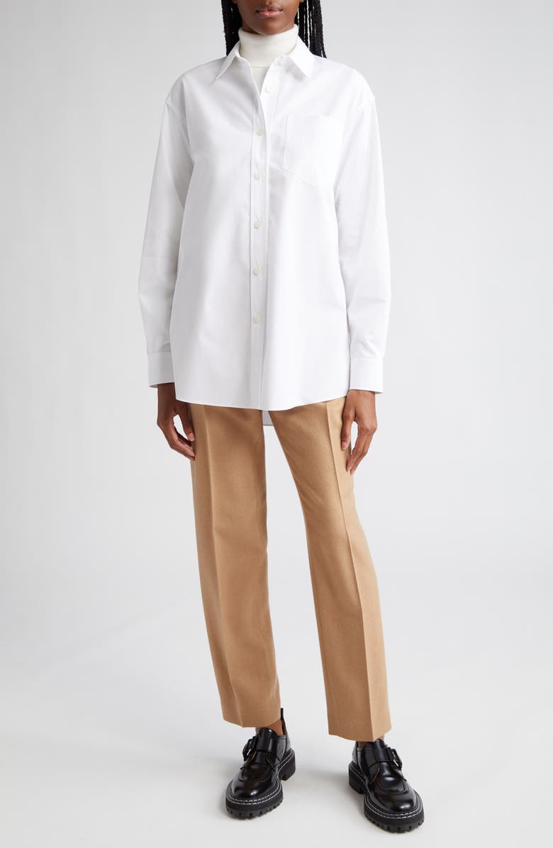 Lafayette 148 New York Oversize Organic Cotton Poplin Boyfriend Shirt, Alternate, color, White