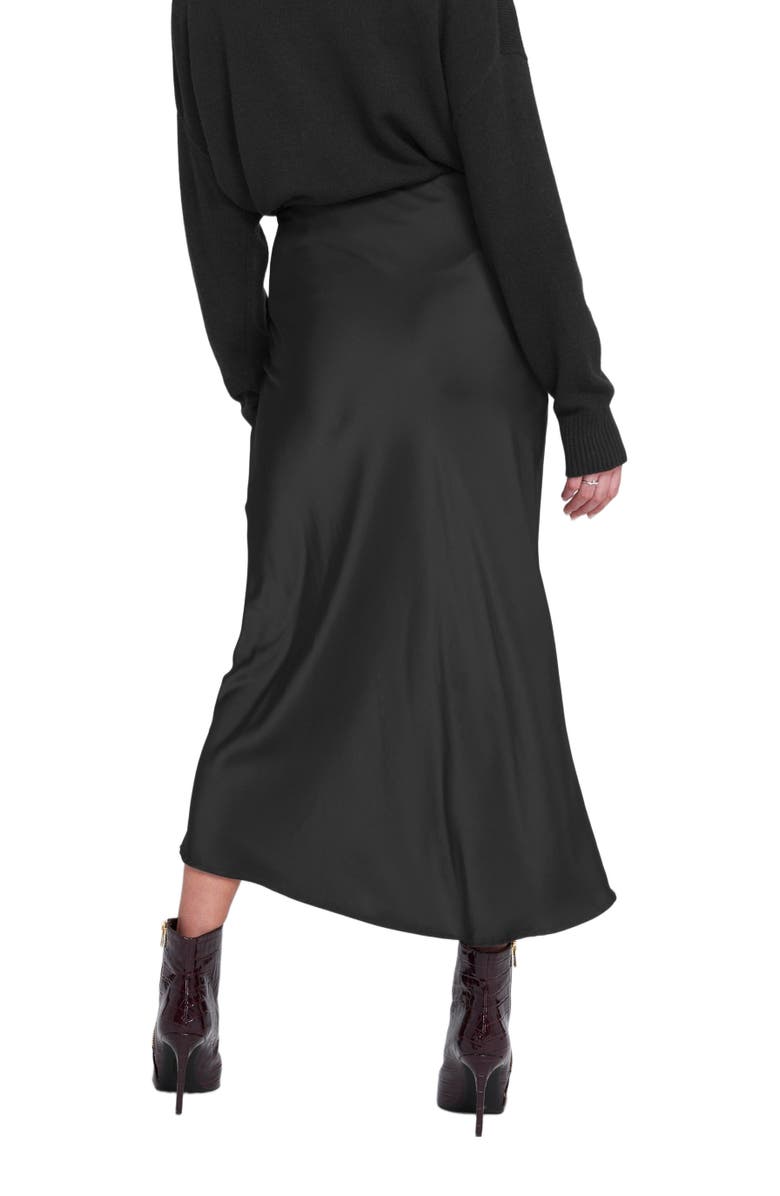 ELLE Collection Satin Midi Skirt Slip, Alternate, color, Black