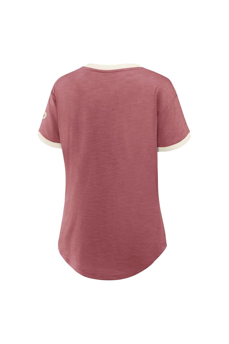Women's Fanatics Burgundy Philadelphia Phillies Cooperstown Collection Vintage Play​ Slub V-Neck T-Shirt, Alternate, color, Burgundy