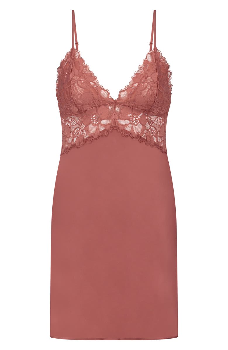 Hunkemöller Ali Lace Trim Satin Chemise, Main, color, 