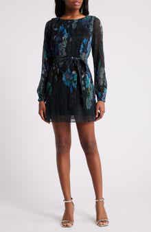 Dress the Population Kirsi Metallic Floral Long Sleeve Minidress