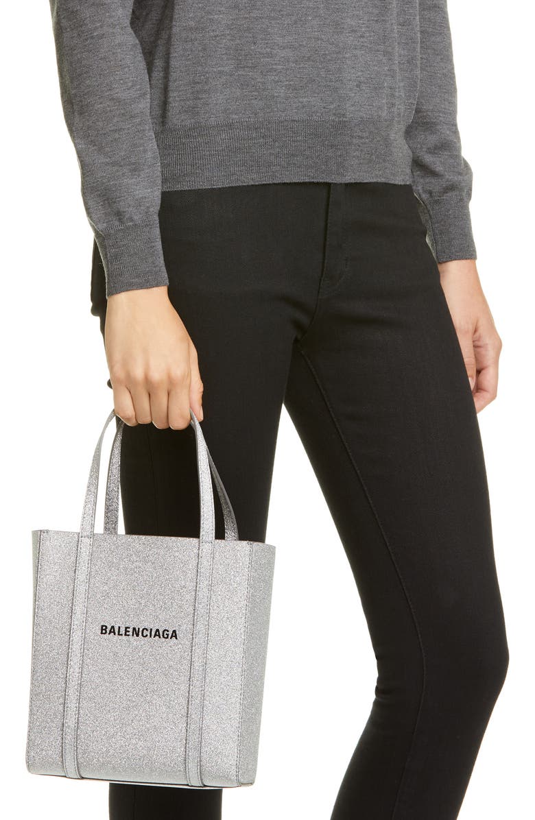 Balenciaga Extra Extra Small Everyday Glitter Leather Tote, Alternate, color,