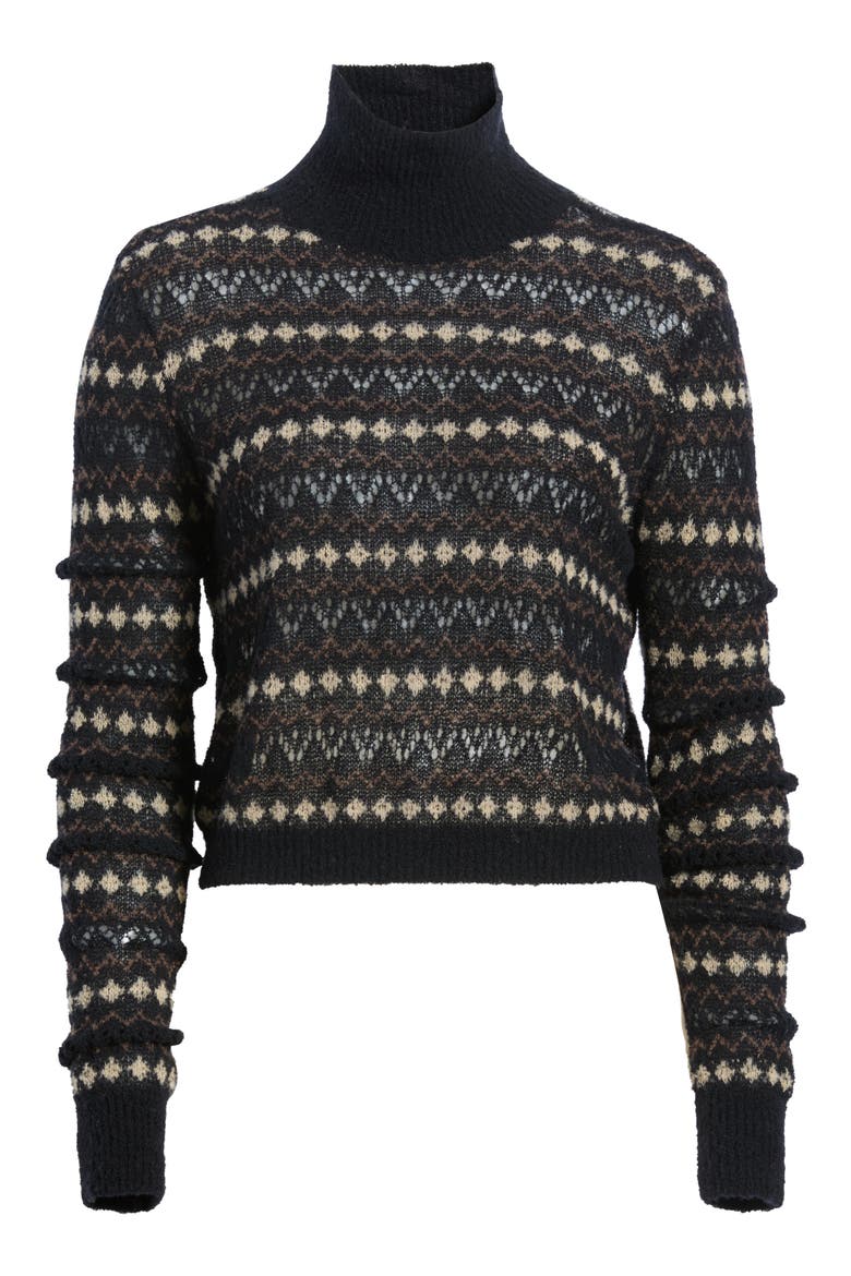 The Delicate Fair Isle Turtleneck Sweater, Alternate, color, DARK NAVY FAIRISLE