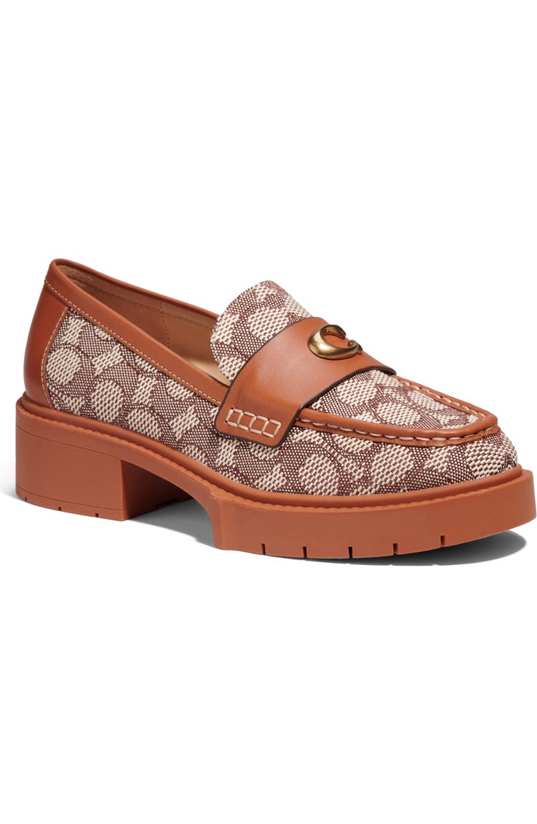 COACH Leah Textured Jacquard Platform Loafer, Main, color,