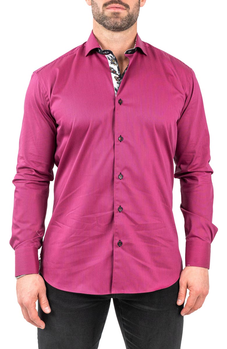 Maceoo Einstein Jacqstripes Purple Button-Up Shirt, Alternate, color, 