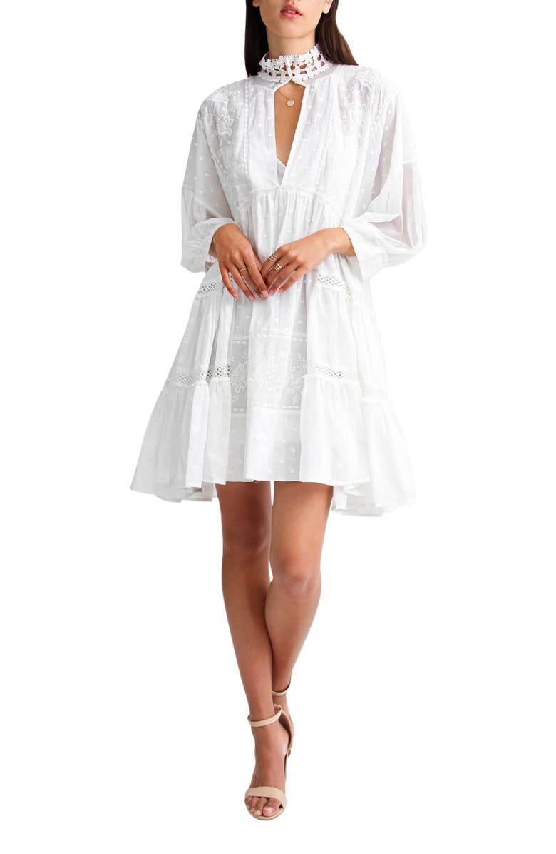 Belle & Bloom Unforgettable Oversized Lace Mini Dress, Alternate, color, White