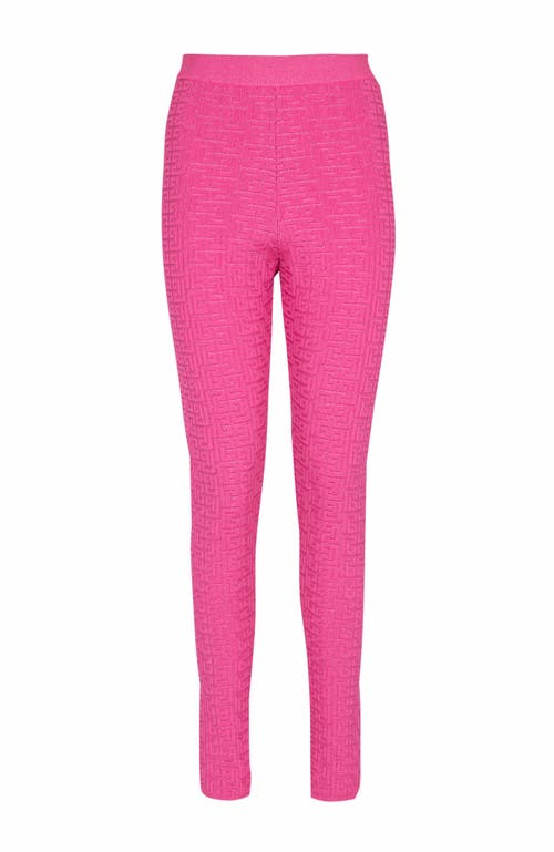 Shop Balmain Knit Leggings With Monogram