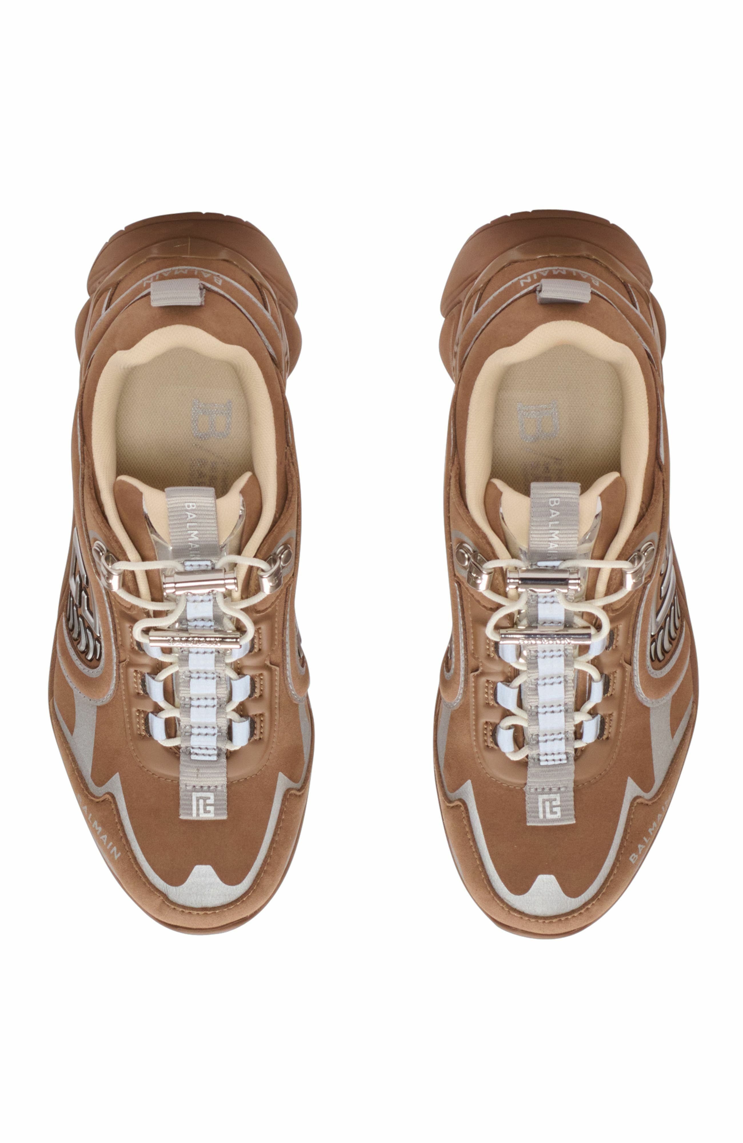 Balmain Cosmic Dust Suede Trainers, Alternate, color, Beige