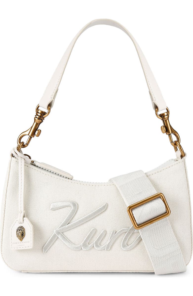 Kurt Geiger London Small Kurt Cotton Canvas Crossbody Bag, Main, color, White