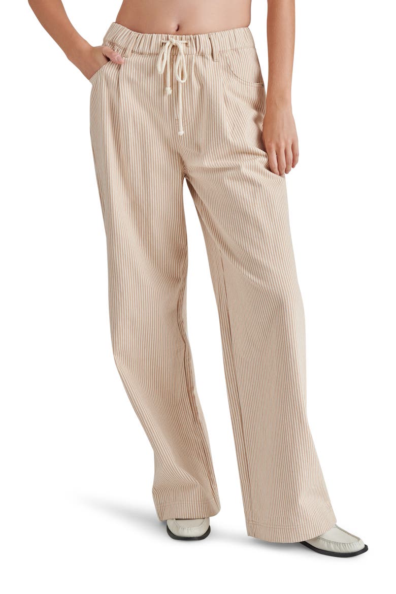 Minorca Stripe Drawstring Stretch Cotton Pants, Main, color, KHAKI