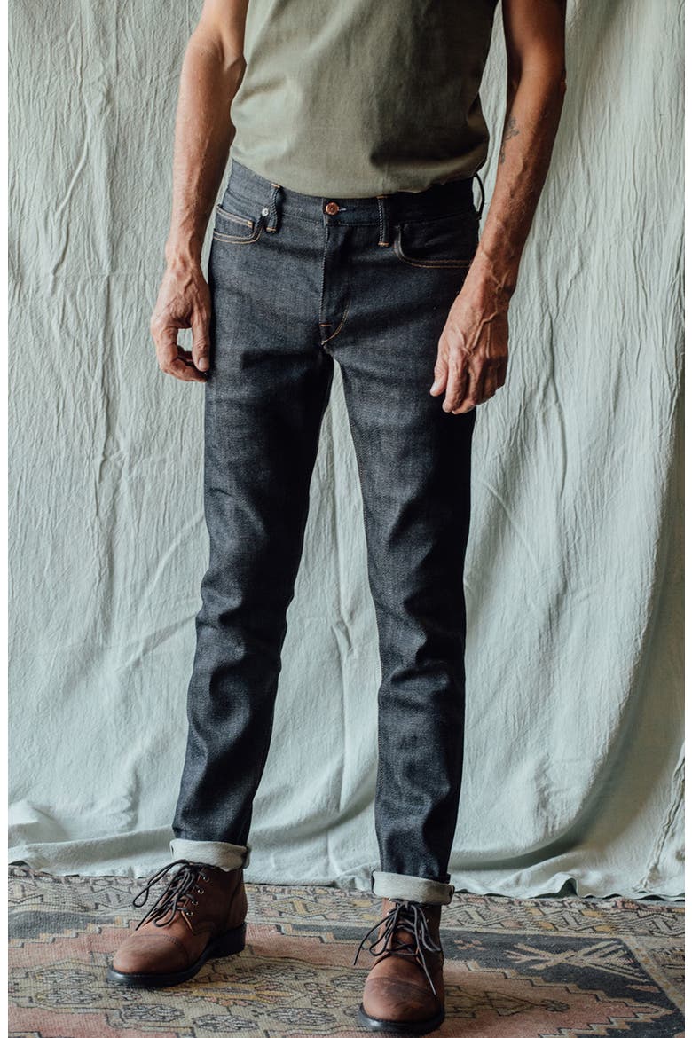 The Pen Slim Fit 11.5-Ounce Air Stretch Selvedge Jeans, Alternate, color, INDIGO RAW