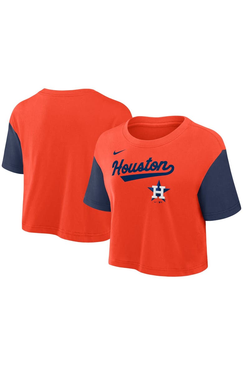 Women's Nike Orange/Navy Houston Astros Script Cropped Performance T-Shirt, Alternate, color, Orange