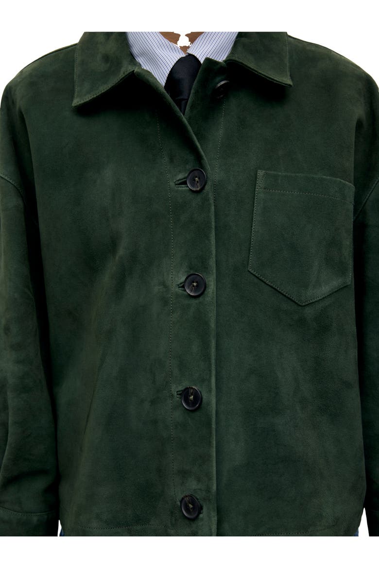 Pia Cropped Suede Jacket, Alternate, color, Dark Green