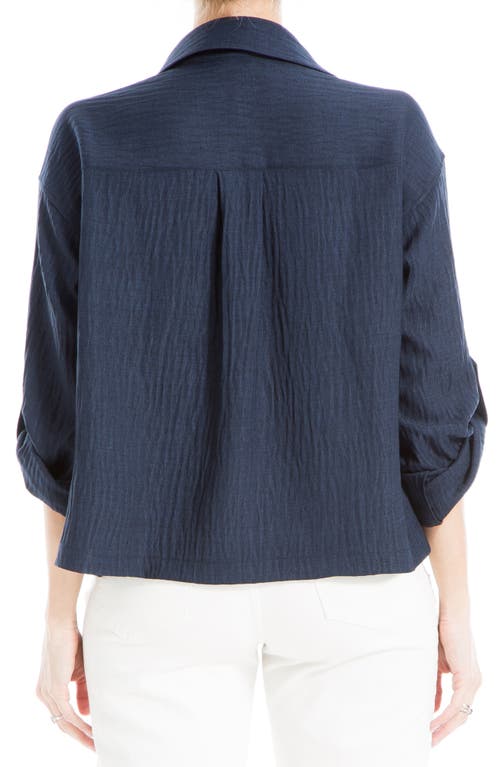 Max Studio Collared Textured Shirt In Blue