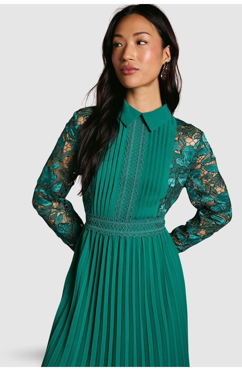 Coast Petite Lace Shirt Dress, Alternate, color, Emerald