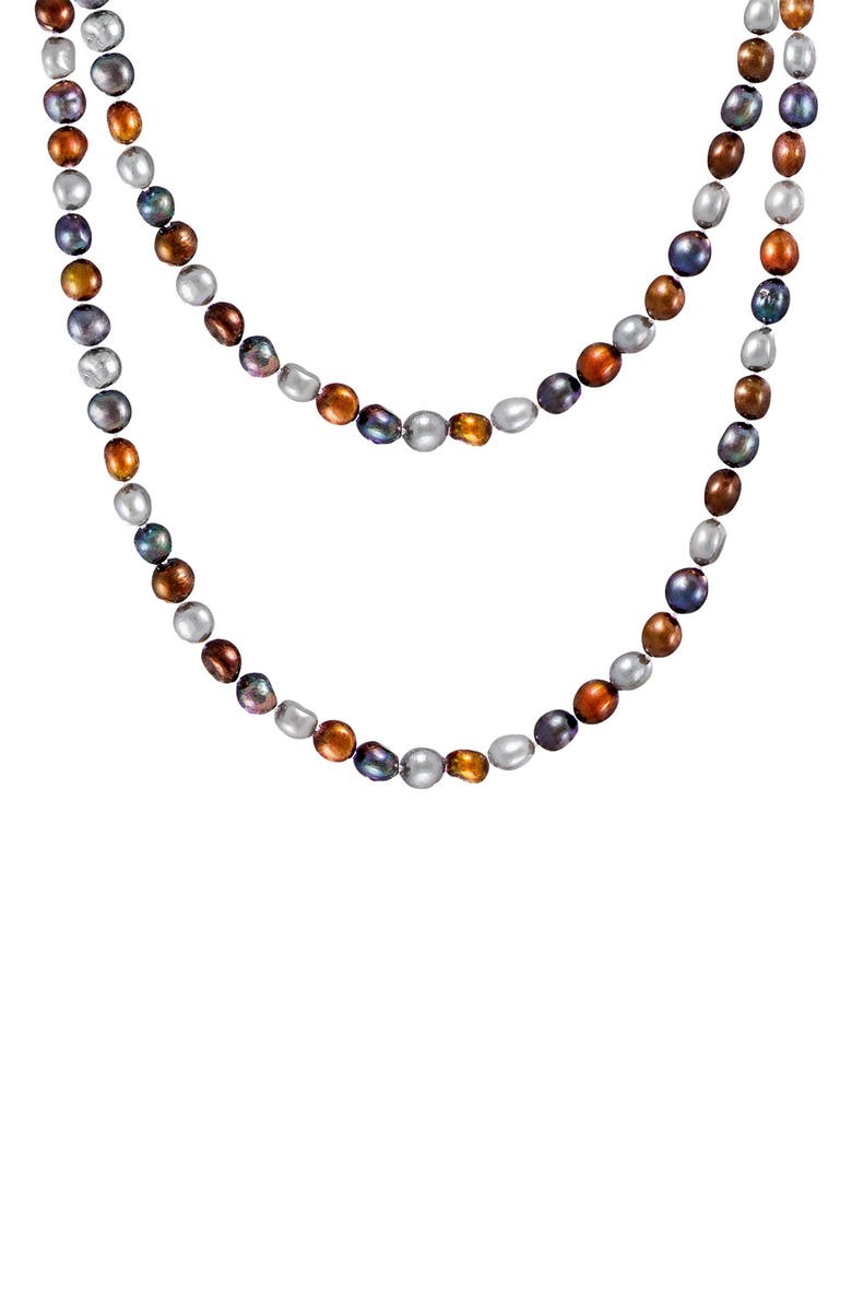 SPLENDID PEARLS Multicolor Dyed Freshwater Pearl Endless Necklace, Main, color, Dyed Multi