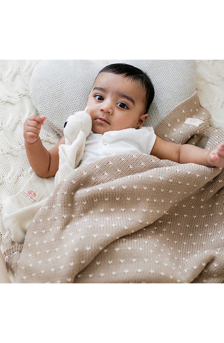 Pink Lemonade Dainty Dots baby blanket and lovie set, Alternate, color, Taupe