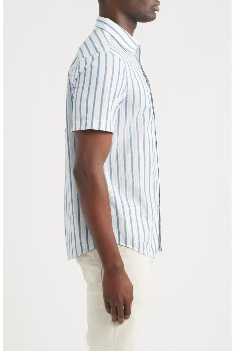 Cotton Blend Seersucker Button-Up Shirt, Alternate, color, BLUE DIAMOND TRIO STRIPE