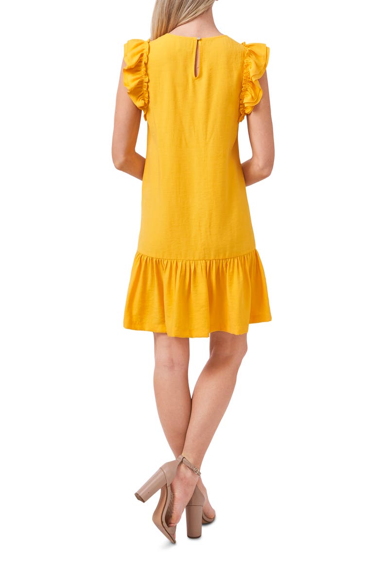 Flutter Sleeve Shift Dress, Alternate, color, GOLDEN HOUR