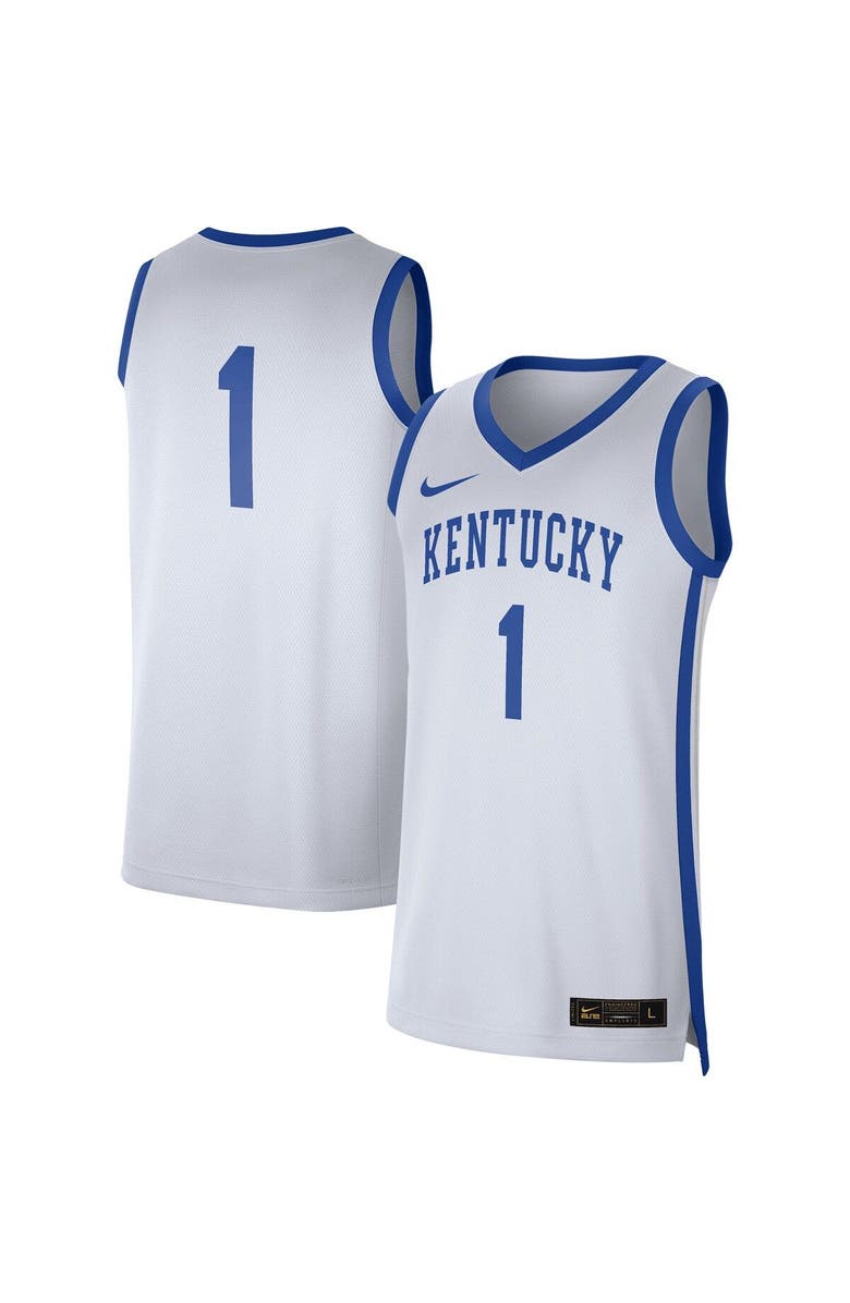 Nike Men's Nike #1 White/Royal Kentucky Wildcats Replica Jersey, Main, color, 