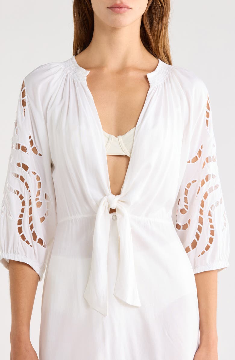 ViX Paula Hermanny Alice Cover-Up Chemise, Alternate, color, Off White