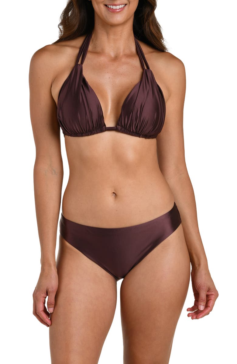 La Blanca Earth Halter Bikini Top, Alternate, color, Truffle